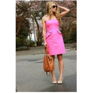 J.CREW Pink Strapless Spring Summer Party Going Out Dress With Pockets Size 4